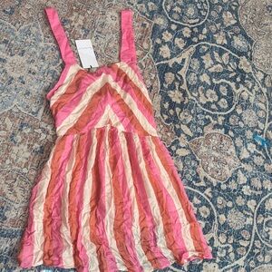 Vibrant Pink and Orange Striped Dress